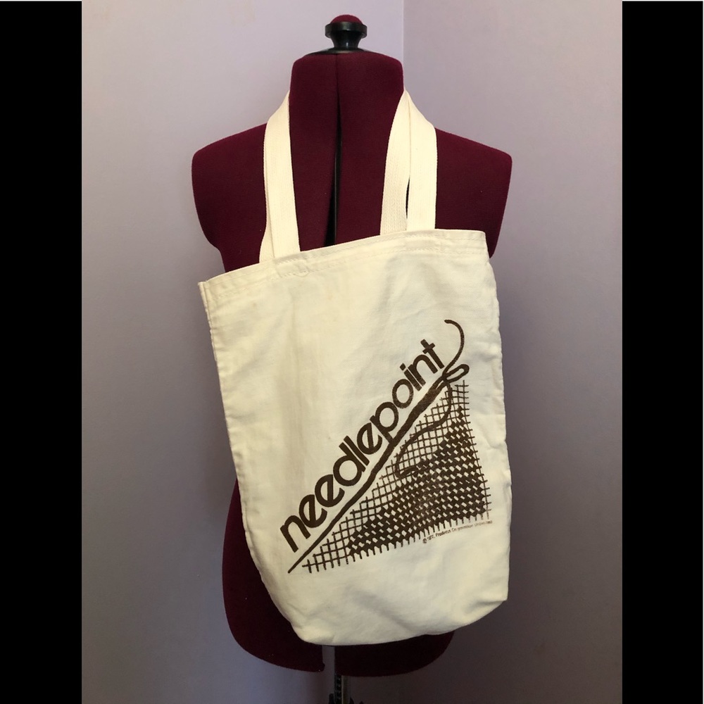 vintage needlepoint tote bag